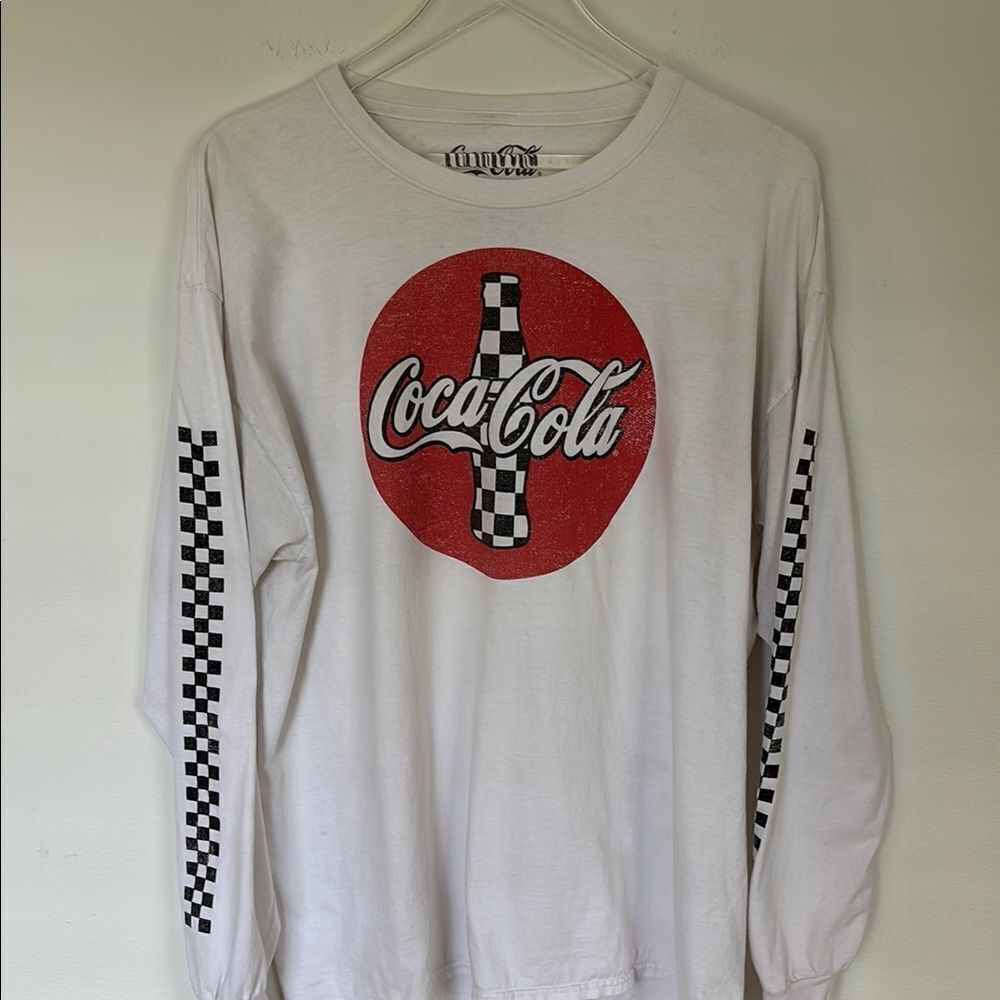 Vintage Checkered Coca Cola Long Sleeve T-Shirt Size XL